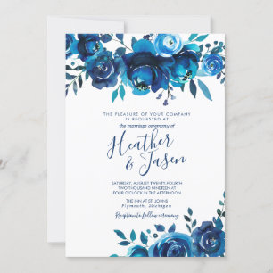 Indigo Smood Floral Wedding Einladung