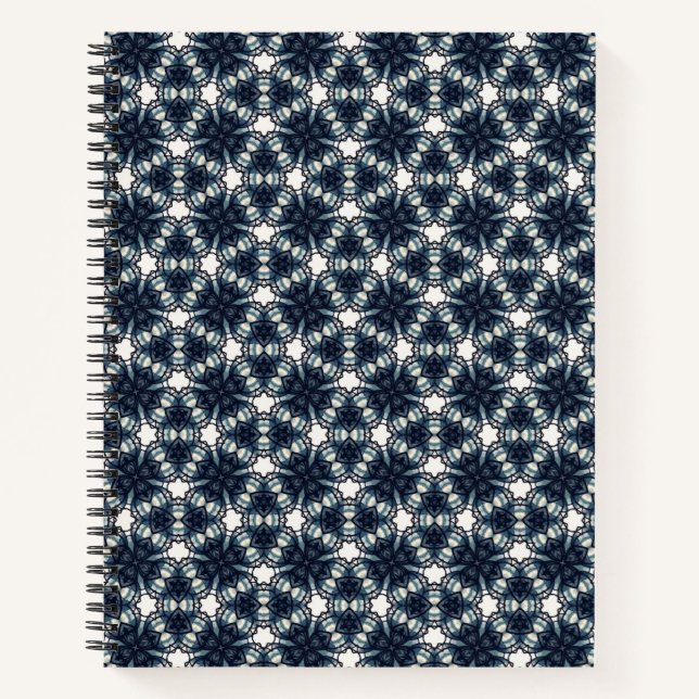 Indigo Snowflower Lattice Notizbuch (Vorderseite)