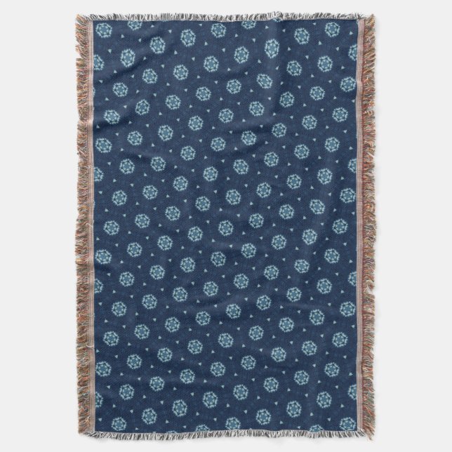 Indigo Spirit: Boho African Geometry Decke (Vorderseite Vertikal)