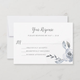 Indigo-Staubblau-Blumenmuster-RSVP-Karte Ankündigung