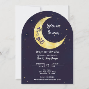 Indigo Stern Herbst Gelber Mond Sternenklar Baby S Einladung