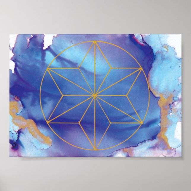 Indigo-Stern/Kristalgittervorlage Poster (Vorne)