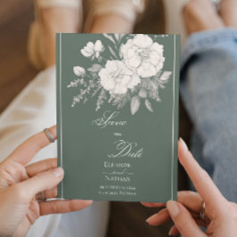 Indigo Style White Roses Save the Date Einladung