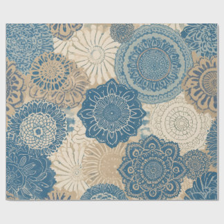 Indigo Tan Boho Floral Geschenkpapier