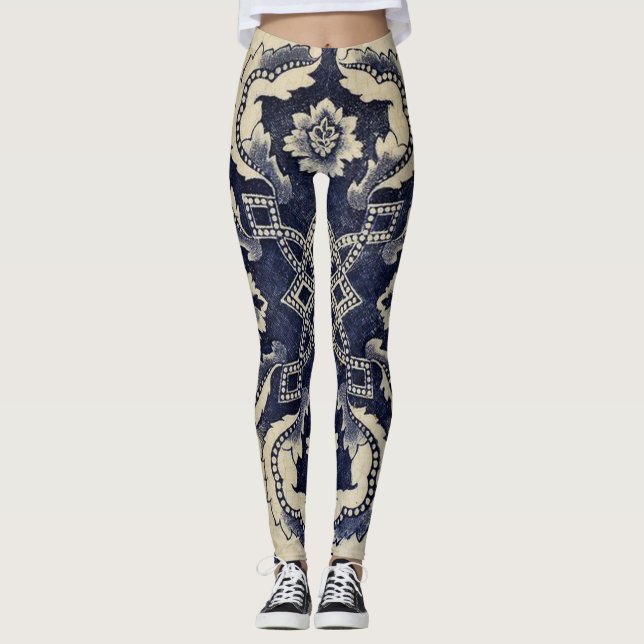 Indigo Tattoo Imitate Leggings (Vorderseite)