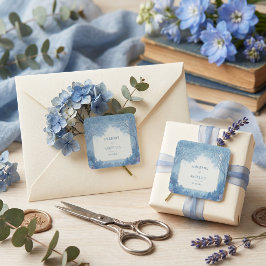 Indigo-Tinte geätzter Waldrahmen Hochzeit Quadratischer Aufkleber