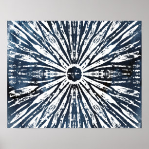 Indigo-Tinten-Radialmotiv Poster
