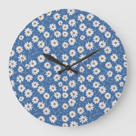 Indigo Traum Gänseblümchen Große Wanduhr
