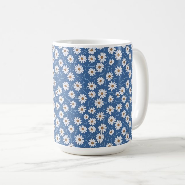 Indigo Traum Gänseblümchen Kaffeetasse (VorderseiteRechts)