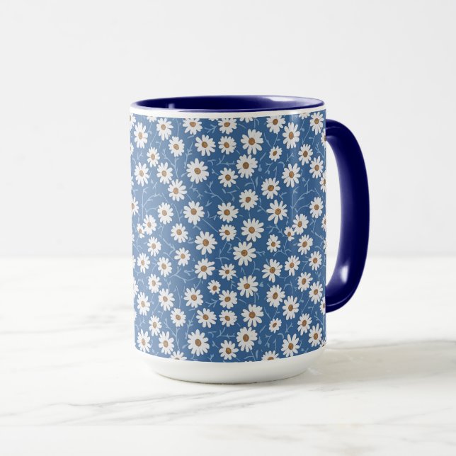 Indigo Traum Gänseblümchen Tasse (VorderseiteRechts)
