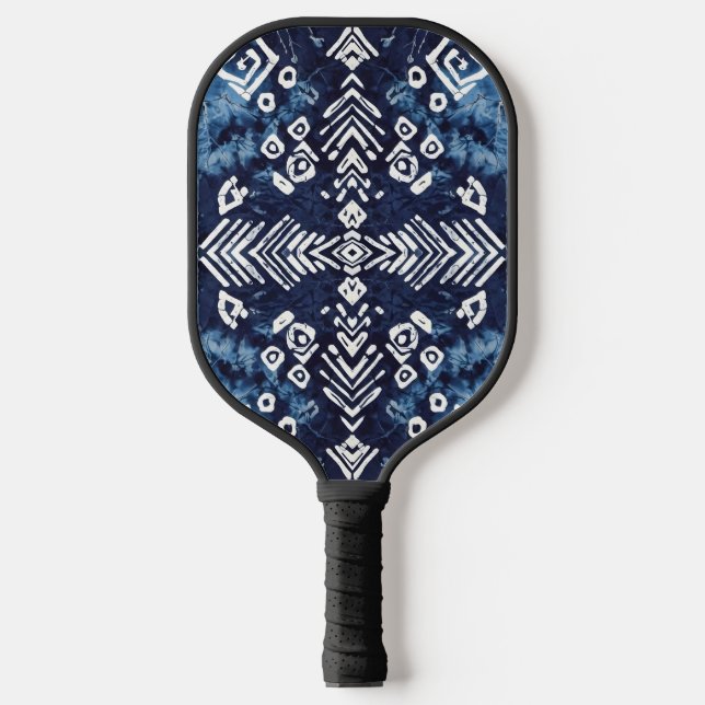 Indigo Tribal Navy Blue Symmetrical  Pickleball Schläger (Vorderseite)