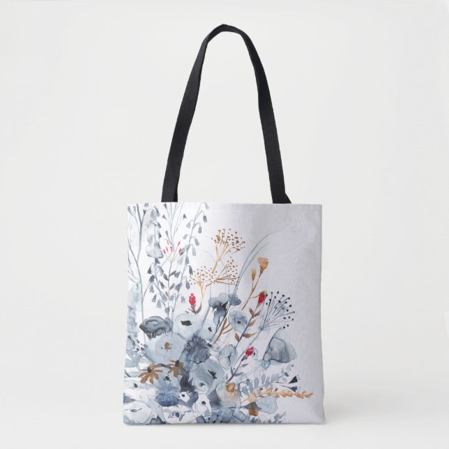 Indigo u. Ocker - Watercolor-Blumen (Vorderseite)