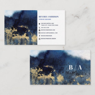 Indigo und Gold Modern Art Business Card Visitenkarte
