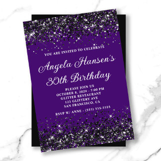 Indigo und Schwarzer Glitzer 30. Geburtstag Einladung