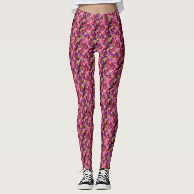 Indigo- und violette Kunstwerke Leggings (Vorderseite)