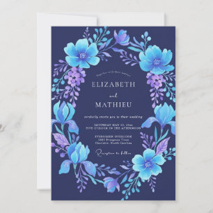 Indigo-Veilchen-Kranz-Hochzeit Einladung