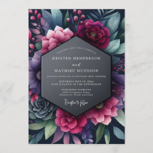 Indigo Vespertine Bloom Hochzeit Einladung