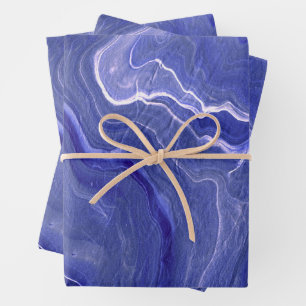 Indigo Violet Agate Marble Abstraction Geschenkpapier Set
