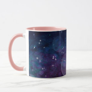 Indigo Violett Schöne Funkellichter Herzen und Ste Tasse