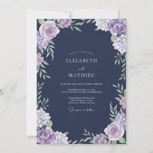 Indigo-Violette Foliage-Eukalyptus-Hochzeit Einladung