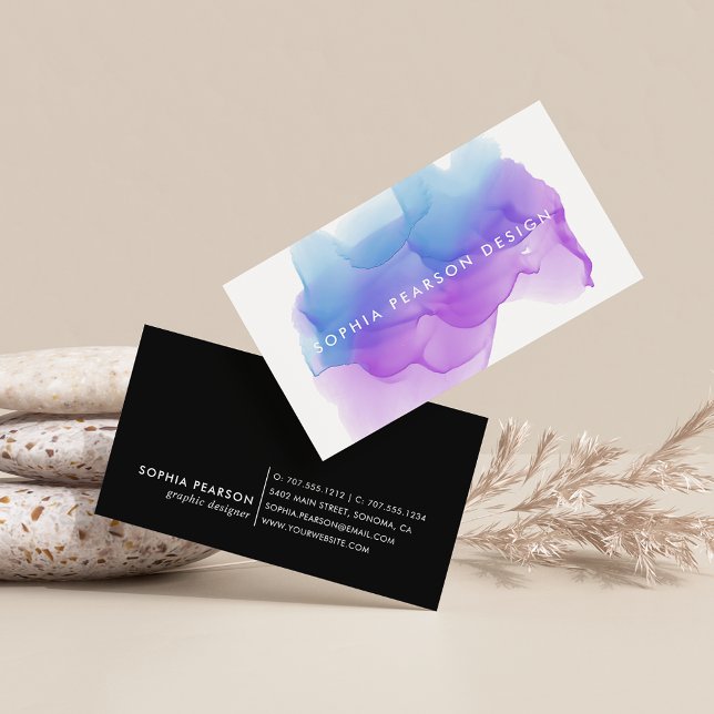 Indigo Watercolor Blot Business Card Visitenkarte (Von Creator hochgeladen)