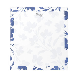 Indigo Watercolor Blume Stems Notizblock