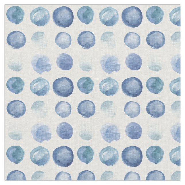 Indigo Watercolor Circles Fabric von Margaret Juul Stoff (Nahaufnahme)