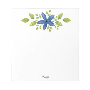 Indigo Watercolor Floral Swag 2 Notizblock