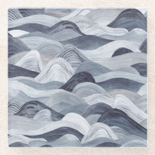 Indigo Watercolor Wave Nahtlos Glasuntersetzer
