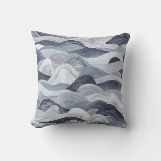 Indigo Watercolor Wave Nahtlos Kissen