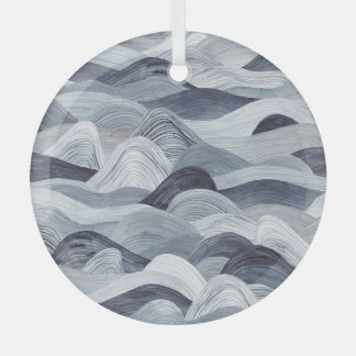 Indigo Watercolor Wave Nahtlos Ornament Aus Glas