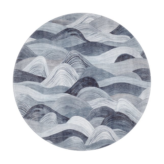 Indigo Watercolor Wave Nahtlos Schneidebrett (Vorderseite)