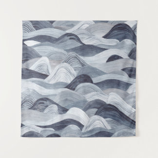 Indigo Watercolor Wave Nahtlos Wandteppich