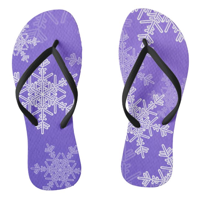 Indigo White Snowflakes Minimalistisch Weihnachten Flip Flops (Fußbett)