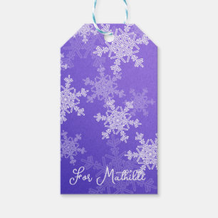Indigo White Snowflakes Minimalistisch Weihnachten Geschenkanhänger