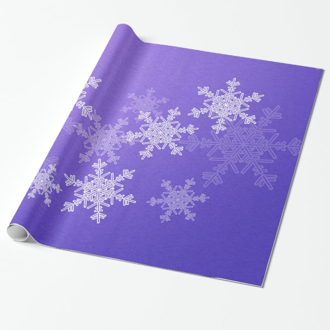Indigo White Snowflakes Minimalistisch Weihnachten Geschenkpapier (Ungerollt)