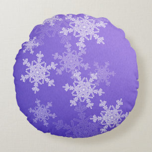 Indigo White Snowflakes Minimalistisch Weihnachten Rundes Kissen