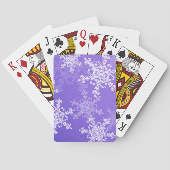 Indigo White Snowflakes Minimalistisch Weihnachten Spielkarten (Rückseite)