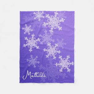 Indigo White Snowflakes Minimalistischer Weihnacht Fleecedecke