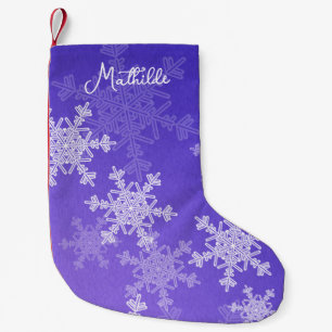Indigo White Snowflakes Minimalistischer Weihnacht Kleiner Weihnachtsstrumpf