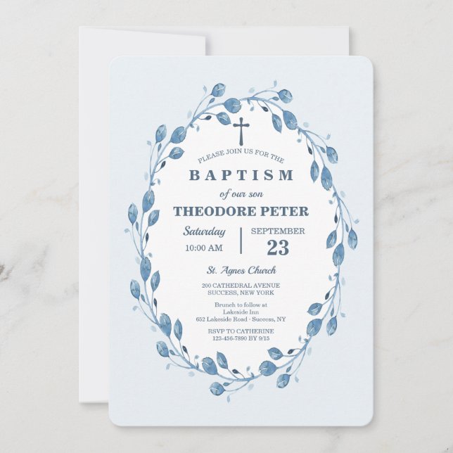 Indigo Wreath Religiöse Einladung (Vorderseite)