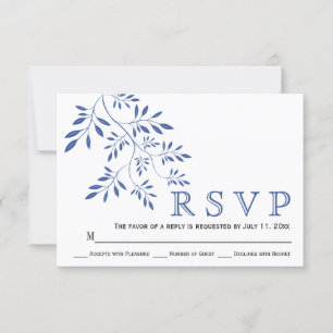 Indigoblau Blätter zeitgenössische Blumenhochzeit  RSVP Karte