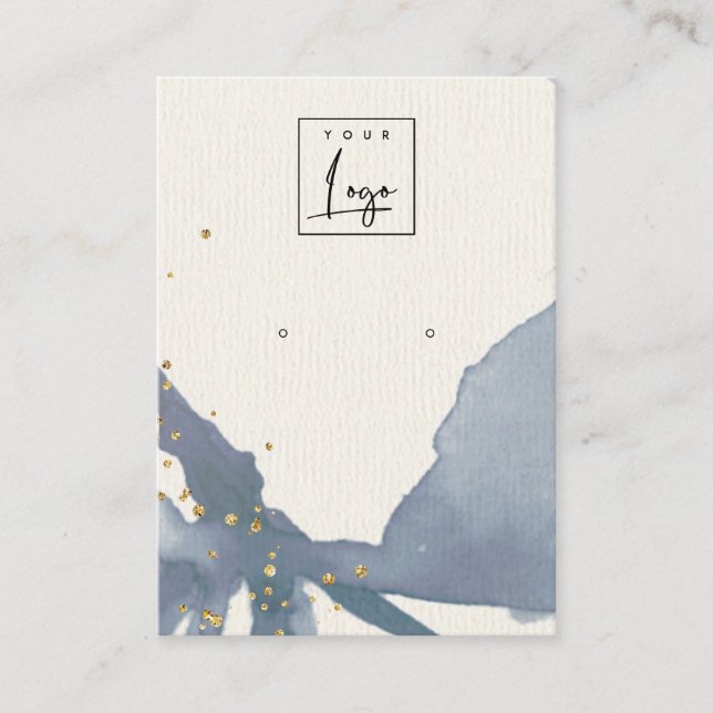 Indigoblau-goldfarbenes Abstraktes Ohrring-Logo-Di Visitenkarte (Vorderseite)