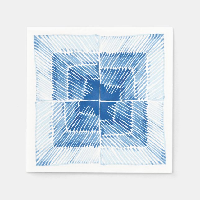 Indigoblau Japanische Shibori-gefärbte Krawatte Serviette (Vorderseite)