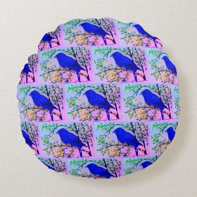 IndigoBunting Pillow Rundes Kissen (Vorderseite)