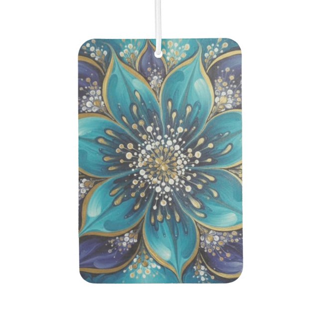 IndigoTealFloralMandala  Autolufterfrischer (Vorderseite)