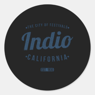 Indio California Minimalistisch Ca Indio Runder Aufkleber