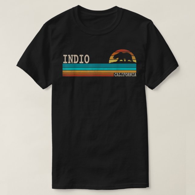 Indio California Staat Bear Retro Sunset T-Shirt (Design vorne)