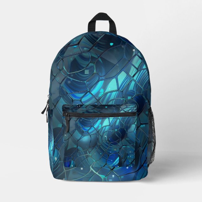 Indio und Cyan abstrakt Bedruckter Rucksack (Vorderseite)