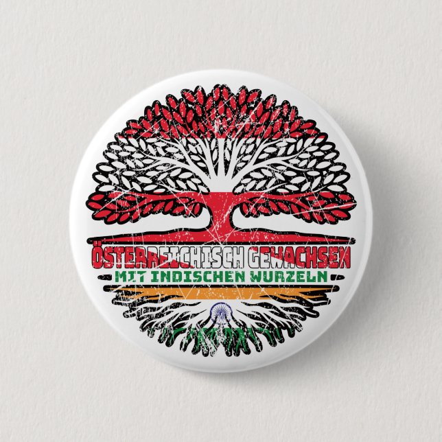 Indisch Österreichisch Österreich Baum Button (Vorderseite)